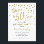 50th誕生日パーティーの招待 – 金ゴールドホワイト 招待状<br><div class="desc">第50回バースデーパーティー招エレガント待デザインとフェイクグリッター金ゴールドと白。応援50年！</div>