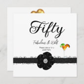 50th誕生日パーティーカクテルバルーン 招待状 (正面/裏面)