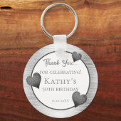 50th誕生日パーティーギフトシルバーキーチェーン キーホルダー (正面)