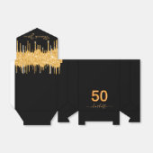 50th誕生日パーティーグリッターブラック金ゴールドスパークル フェイバーボックス (折り畳みなし)