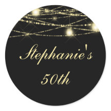 50th誕生日パーティーストリングライツジャースブラック金ゴールド