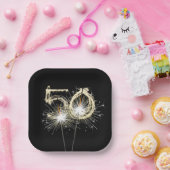 50th誕生日パーティースパーカーズオンブラック ペーパープレート (パーティー)