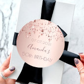 50th誕生日パーティーバラ金ゴールド光沢のある星のキラキラ ラウンドシール