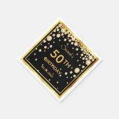 50th誕生日パーティーブラック金ゴールドダイヤモンド スタンダードカクテルナプキン (角)
