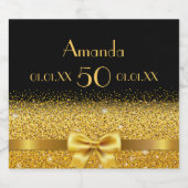 50th誕生日パーティーブラック金ゴールド名chic スパークリングワインラベル (シングルラベル)