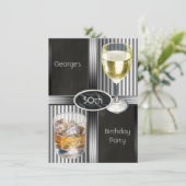 50th誕生日パーティーメンズドリンクシャルボードブラック 招待状 (スタンド正面)