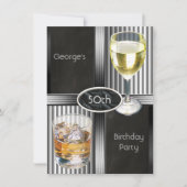 50th誕生日パーティーメンズドリンクシャルボードブラック 招待状 (正面)