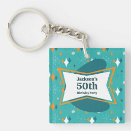 50th誕生日パーティーレトロミッドセンチュリー任意の年齢 キーホルダー