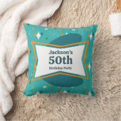 50th誕生日パーティーレトロミッドセンチュリー任意の年齢 クッション (ブランケット)