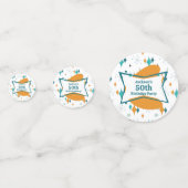 50th誕生日パーティーレトロミッドセンチュリー任意の年齢 コンフェッティ (正面)