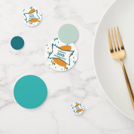 50th誕生日パーティーレトロミッドセンチュリー任意の年齢 コンフェッティ (グループ)