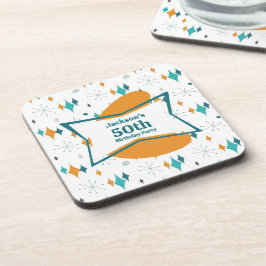 50th誕生日パーティーレトロミッドセンチュリー任意の年齢 コースター