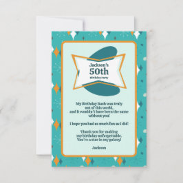 50th誕生日パーティーレトロミッドセンチュリー任意の年齢 サンキューカード