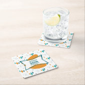 50th誕生日パーティーレトロミッドセンチュリー任意の年齢 スクエアペーパーコースター (インサイチュ)