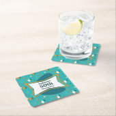 50th誕生日パーティーレトロミッドセンチュリー任意の年齢 スクエアペーパーコースター (インサイチュ)