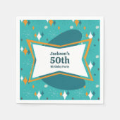 50th誕生日パーティーレトロミッドセンチュリー任意の年齢 スタンダードカクテルナプキン (正面)