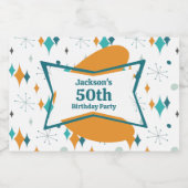 50th誕生日パーティーレトロミッドセンチュリー任意の年齢 スパークリングワインラベル (シングルラベル)