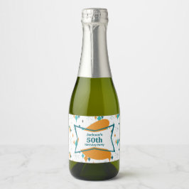 50th誕生日パーティーレトロミッドセンチュリー任意の年齢 スパークリングワインラベル