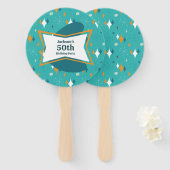 50th誕生日パーティーレトロミッドセンチュリー任意の年齢 ハンドファン (正面&裏面)