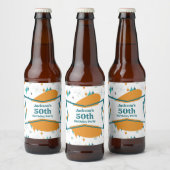 50th誕生日パーティーレトロミッドセンチュリー任意の年齢 ビールラベル (ボトル)