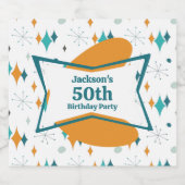 50th誕生日パーティーレトロミッドセンチュリー任意の年齢 ビールラベル (シングルラベル)