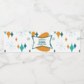 50th誕生日パーティーレトロミッドセンチュリー任意の年齢 ペットボトルラベル (シングルラベル)