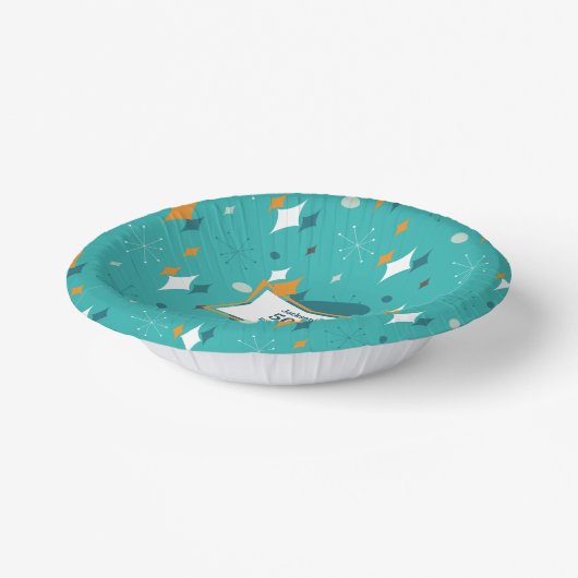 50th誕生日パーティーレトロミッドセンチュリー任意の年齢 ペーパーボウル (傾斜あり)