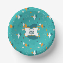 50th誕生日パーティーレトロミッドセンチュリー任意の年齢 ペーパーボウル