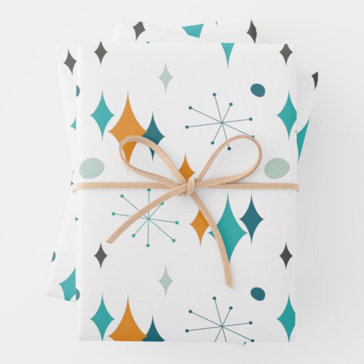 50th誕生日パーティーレトロミッドセンチュリー任意の年齢 ラッピングペーパーシート (インサイチュ)