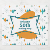 50th誕生日パーティーレトロミッドセンチュリー任意の年齢 リキュールボトルラベル (シングルラベル)