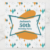 50th誕生日パーティーレトロミッドセンチュリー任意の年齢 ワインラベル (シングルラベル)