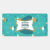 50th誕生日パーティーレトロミッドセンチュリー任意の年齢 横断幕 (横)