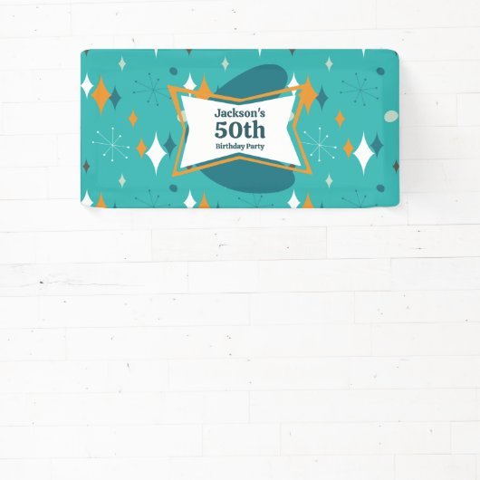50th誕生日パーティーレトロミッドセンチュリー任意の年齢 横断幕 (インサイチュ)