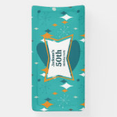 50th誕生日パーティーレトロミッドセンチュリー任意の年齢 横断幕 (縦)