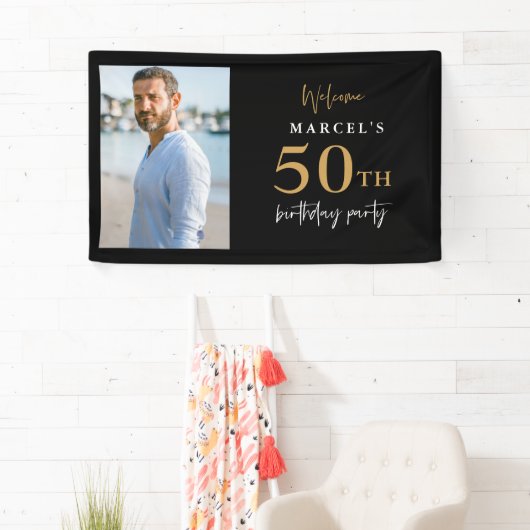 50th誕生日パーティー写真へようこそ 横断幕 (インサイチュ)