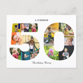 50th誕生日パーティー写真コラージホワイト ポストカード