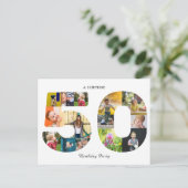 50th誕生日パーティー写真コラージホワイト ポストカード (スタンド正面)
