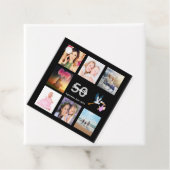 50th誕生日パーティー写真コラージュありがとうブラック フェイバータグ (インサイチュ)