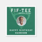 50th誕生日パーティー写真ゴルフグモダンリーン スタンダードカクテルナプキン (正面)