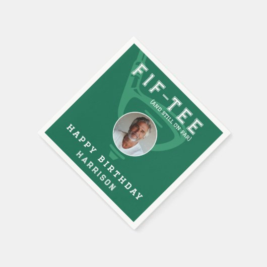 50th誕生日パーティー写真ゴルフグモダンリーン スタンダードカクテルナプキン (角)