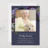 50th誕生日パーティー写真ムーディパープルフローラ 招待状 (正面)