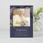 50th誕生日パーティー写真ムーディパープルフローラ 招待状 (スタンド正面)