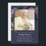 50th誕生日パーティー写真ムーディパープルフローラ 招待状<br><div class="desc">ムーディで神秘的な紫のバラと牡丹がこの50歳の誕生日エレガントパーティーの音色を設定した。白い文字本当にポップ!しかフォーマルし、常にモダンスタイル感を持ち、花を愛している女性のためにひねりを持つ。このアイテムはムーディパープルフラワーコレクションの一部である。招待スイートの作成に必要なアイテムユニークと、歓迎シンボルや象徴、パーティー供給、デコレーションが含まパーソナライズされたれる。数分でパーティーテーマを計画し、完璧な文房具や装飾を作成するおもしろいを持っている。</div>