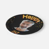 50th誕生日パーティー写真金ゴールドバルーン黒 ペーパープレート (アングル)