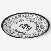 50th誕生日パーティー番号パターンブラック/ホワイト50 ペーパープレート (アングル)