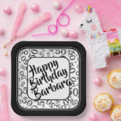 50th誕生日パーティー番号パターンブラック/ホワイト ペーパープレート (パーティー)