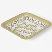 50th誕生日パーティー番号パターン金ゴールド/白 ペーパープレート (傾斜あり)