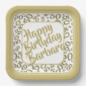 50th誕生日パーティー番号パターン金ゴールド/白 ペーパープレート (正面)