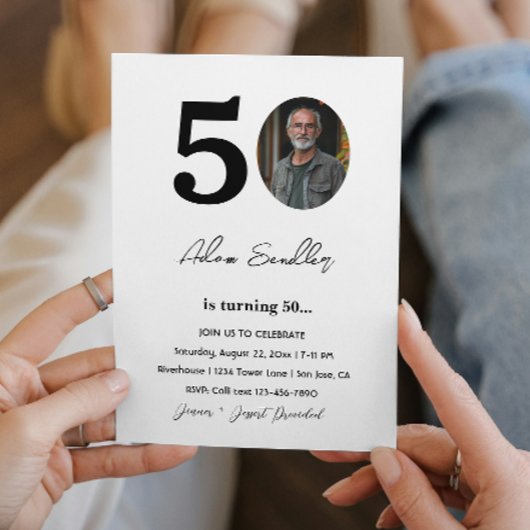 50th誕生日パーティー白黒 招待状