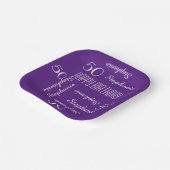50th誕生日パーティー繰り返し名前スクエアパープル ペーパープレート (傾斜あり)